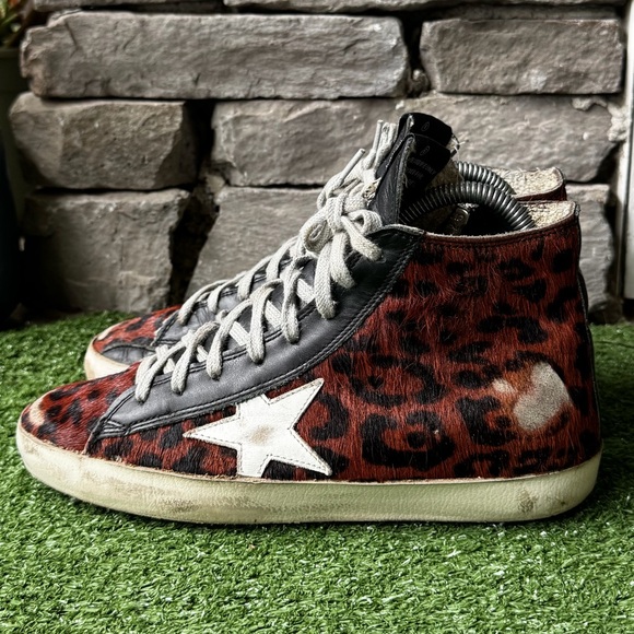 Golden Goose Leopard Ponyhair Francy High Top Women’s...